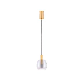 Nova Luce Imatia - lampe suspendue - Ø 16 x 215 cm - 7W LED inclus - laiton doré et verre fumé