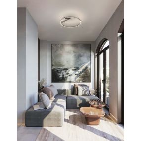 Nova Luce Tilia - plafonnier - Ø 60 x 20 cm - 44W dimmable LED inclus - nickel brumeux