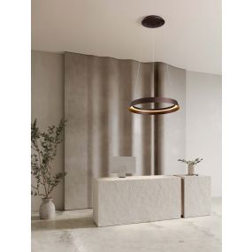 Nova Luce Ormi - lampe suspendue - Ø 45 x 150 cm - 38W dimmable LED inclus - brun café brossé