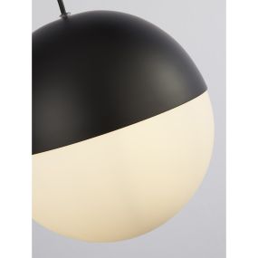 Searchlight Endor - lampe suspendue - Ø 25 x 150 cm - noir mat et blanc opale