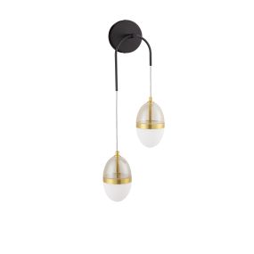 Nova Luce Egna - applique murale - 27 x 76 x 14,5 cm - 24W LED inclus - opale, verre cognac, or et noir
