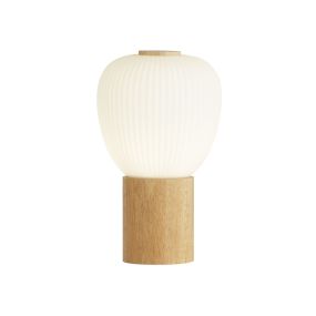 Searchlight Ella - lampe à poser - Ø 15 x 25 cm - opale et marron