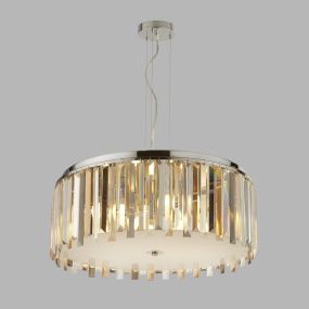 Searchlight Clarissa - lampe suspendue - Ø 60 x 150 cm - ambre et chrome