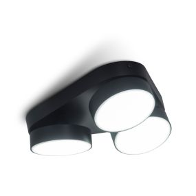 Lutec Stanos - spot en saillie 3L - smart lighting - Lutec Connect - 22 x 22 x 5,5 cm - 20,4W LED inclus - fonction de gradation via app - 2700K-6500K - noir