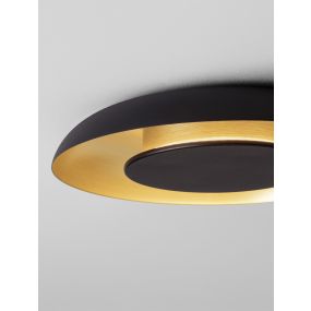 Nova Luce Epos - plafonnier - Ø 40 x 6 cm - 24W dimmable LED inclus - noir sablé et or brossé
