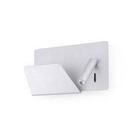 Faro Suau Left - applique murale avec interrupteur et port USB - 28 x 12 x 15,5 cm - 3W LED inclus - argenté