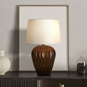 Searchlight Rosetta - lampe à poser - Ø 40 x 58 cm - bronze et blanc