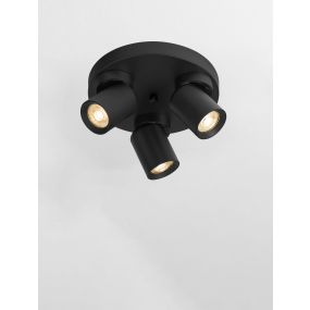 Nova Luce Amecy - spot en saillie 3L - Ø 22 x 12,5 cm - noir sablé