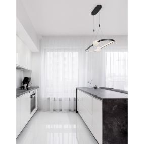 Nova Luce Celia - lampe suspendue avec télécommande - 100 x 28 x 120 cm - 44,2W LED dimmable inclus - noir et opale