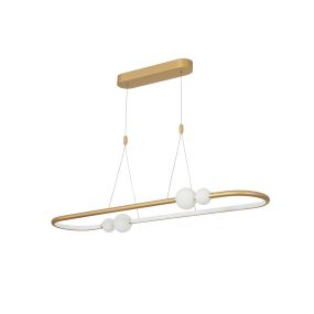 Nova Luce Celia - lampe suspendue avec télécommande - 100 x 64 x 120 cm - 44,2W LED dimmable inclus - or satiné et opal