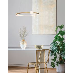 Nova Luce Celia - lampe suspendue avec télécommande - Ø 64 x 120 cm - 36W dimmable LED inclus - or satiné et opal