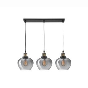 Nova Luce Cedro - lampe suspendue 3L - 80 x 130 cm - verre fumé