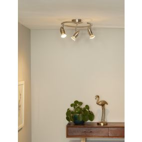 Lucide Caro 3 - spot en saillie - Ø 31 x 13 cm - 3 x 5W LED inclus - chrome satiné