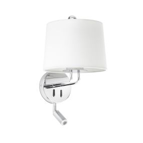 Faro Montreal - applique murale avec interrupteur - 21,5 x 19 x 39 cm - 3W LED inclus - blanc et chrome