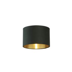Searchlight Drum Shade - abat-jour - Ø 30 x 20 cm - vert foncé et or brossé