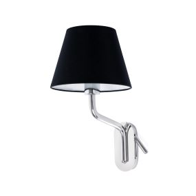 Faro Eterna Left - applique murale - 21,5 x 20 x 16 cm - 1W LED inclus - noir et chrome