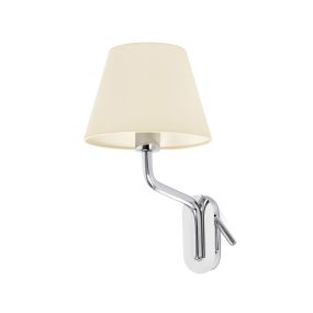 Faro Eterna Left - applique murale - 21,5 x 20 x 16 cm - 1W LED inclus - beige et chrome