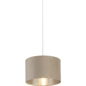 Searchlight Drum Shade - abat-jour - Ø 28 x 18 cm - taupe et argent brossé