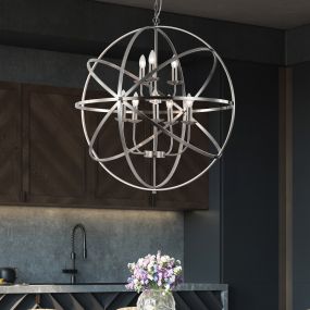 Searchlight Orbit - lampe suspendue - Ø 80 x 200 cm - argent satiné