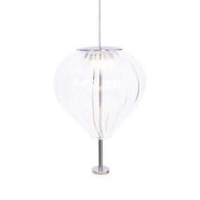 Maxlight Palloncini - lampe suspendue - Ø 12 x 180 cm - 2 x 3W LED inclus - blanc, chrome et transparent