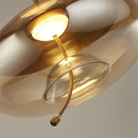 Searchlight Lisbon - lampe suspendue - Ø 31 x 150 cm - 6W LED inclus - laiton satiné et ambre