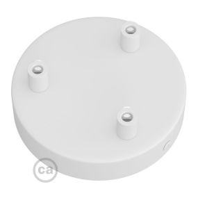 Creative Cables - cache plafond cylindrique en métal à 3 trous au design épuré avec support de câble en métal - Ø 120 mm - blanc
