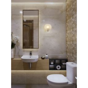 Searchlight Shell - applique murale - 20 x 22 cm - IP44 - argent satiné