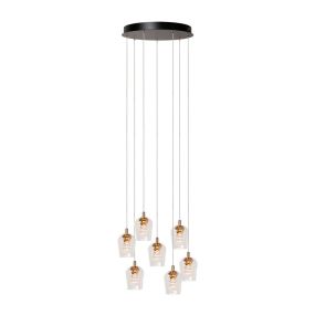 Lucide Berliane - lampe suspendue - Ø 39 x 164,5 cm - 7 x 3,8W LED dimmable inclus - transparent et doré