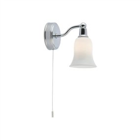 Searchlight Belvue - applique murale avec interrupteur à tirette - 9 x 14 cm - 2,5W LED inclus - IP44 - blanc et chrome