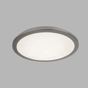 Searchlight Flush - plafonnier - Ø 40 x 2,5 cm - 24W LED inclus - IP44 - chrome