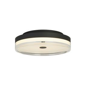 Searchlight Cyprus - plafonnier - Ø 30 x 11 cm - 21W LED dimmable inclus - noir et transparent