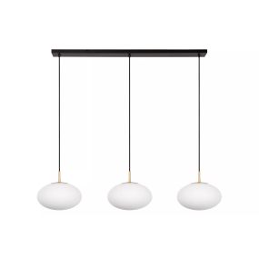 Lucide Elysee - lampe suspendue - 130 x 30 x 150 cm - noir, opale et laiton
