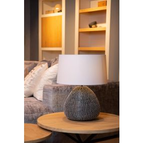 Lucide Maduka - lampe à poser - Ø 45 x 61 cm - noir et blanc