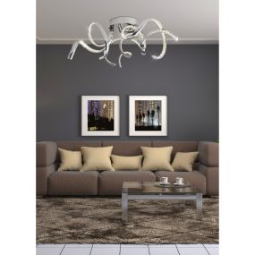 Searchlight Twirls - plafonnier - Ø 75 x 25 cm - 38W LED inclus - chrome