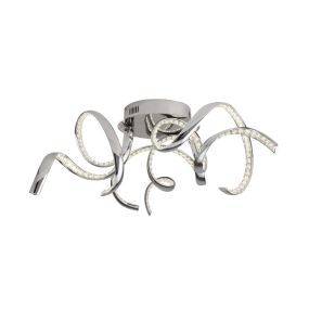 Searchlight Twirls - plafonnier - Ø 75 x 25 cm - 38W LED inclus - chrome