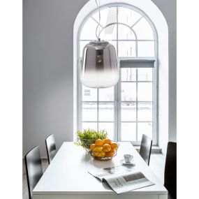 Nova Luce Oliverio - lampe suspendue - Ø 45 x 120 cm - verre fumé et chrome