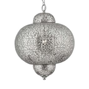 Searchlight Fretwork - lampe suspendue - Ø 29 x 88 cm - nickel poli