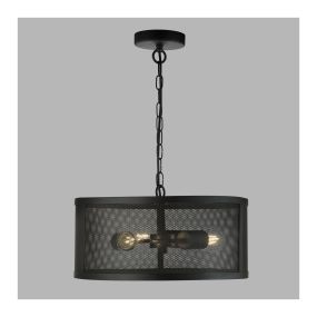 Searchlight Fishnet - lampe suspendue - Ø 45 x 150 cm - noir mat