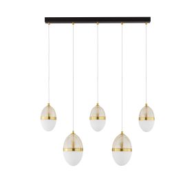 Nova Luce Egna - lampe suspendue - 86 x 120 x 15 cm - 58W LED inclus - opale, verre cognac, or et noir