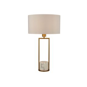 Searchlight - lampe à poser - Ø 35 x 62 cm - blanc et or
