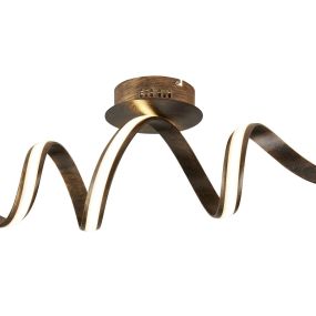 Searchlight Ribbon - plafonnier - 78 x 21 x 26 cm - 25W LED dimmable inclus - brun rustique
