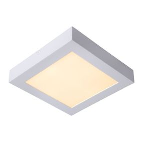 Lucide Brice-Led - plafonnier - 22 x 22 x 3,9 cm - 22W LED dimmable inclus - IP44 - blanc