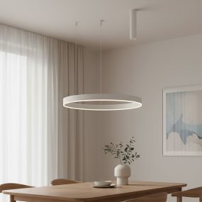 Nova Luce Motif - lampe suspendue - Ø 60 x 120 cm - 40W LED dimmable inclus - blanc sable