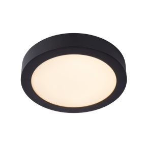 Lucide Brice-Led - plafonnier - Ø 24 x 3,9 cm - 15W LED dimmable inclus - IP44 - noir