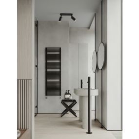 Nova Luce Mao - spot en saillie 2L - 5,5 x 16,5 x 26 cm - IP44 - noir sablé