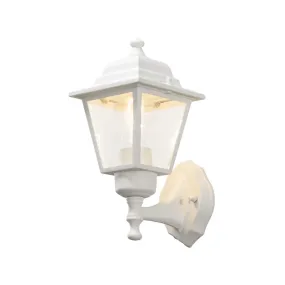 Konstsmide Budget Up - applique murale d'extérieur - 13,7 x 17,5 x 28,5 cm - IP 23 - blanc mat et transparent