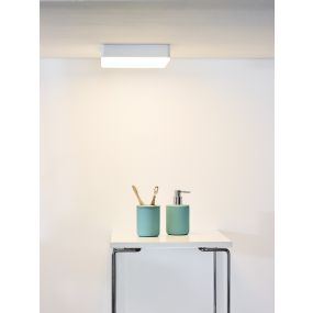 Lucide Ceres-LED - plafonnier de salle de bains - 21,5 x 21,5 x 5 cm - 30W LED dimmable inclus - IP44 - blanc