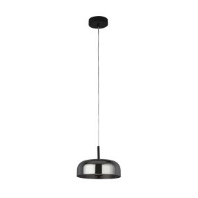 Searchlight Frisbee - lampe suspendue - Ø 30 x 120 cm - 14W LED dimmable inclus - noir mat et verre fumé