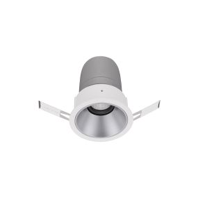 Nova Luce Homer - spot à encastrer - Ø 85 mm - taille d'encastrement 75 mm - 15W LED inclus - 24° faisceau - blanc avec aluminium