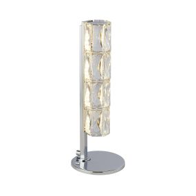 Searchlight Remy - lampe à poser - Ø 15 x 40 cm - 12W LED dimmable inclus - chrome et transparent